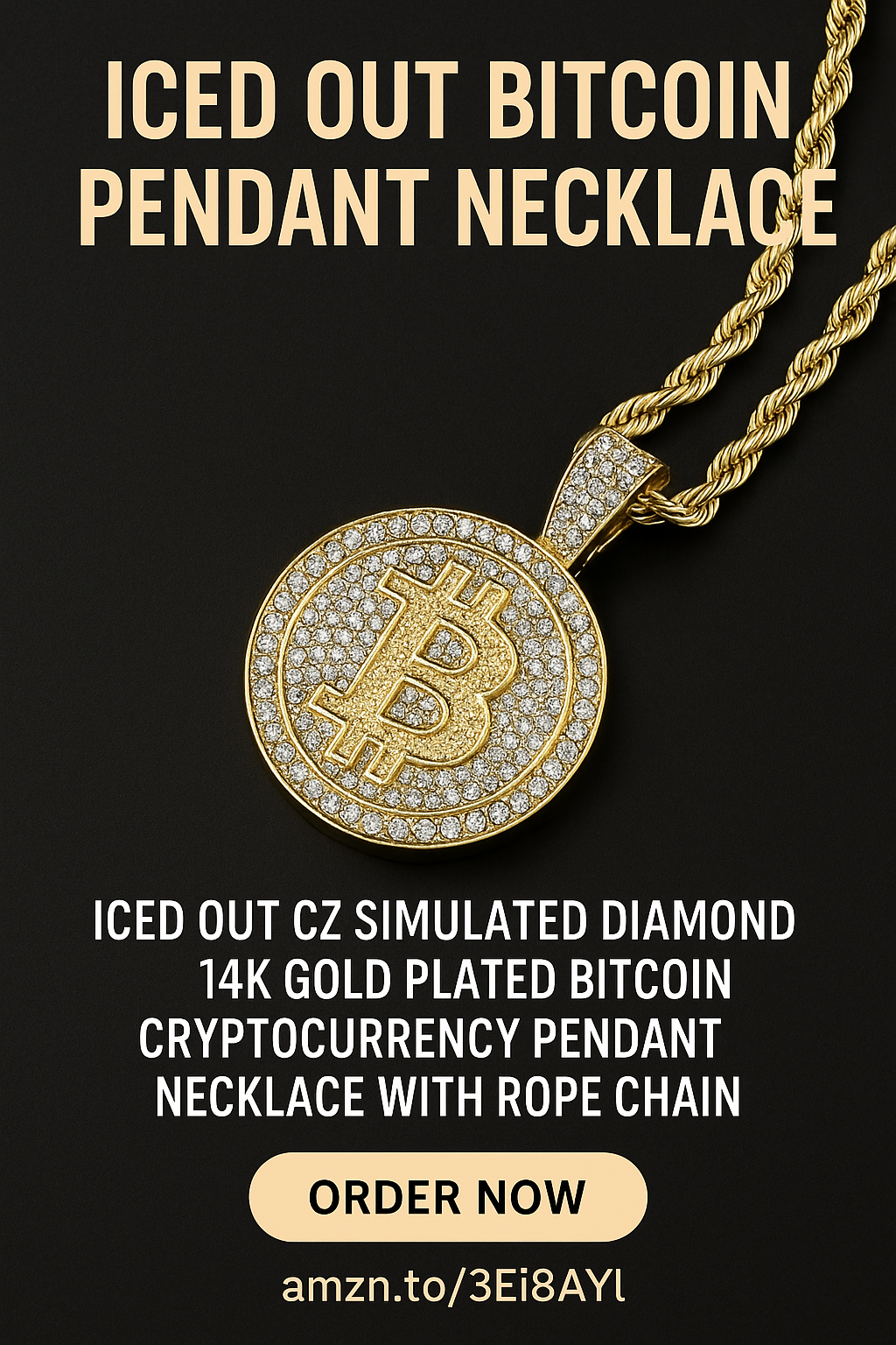 Style Meets Crypto: Iced Out Bitcoin Pendant Necklace for Crypto Enthusiasts